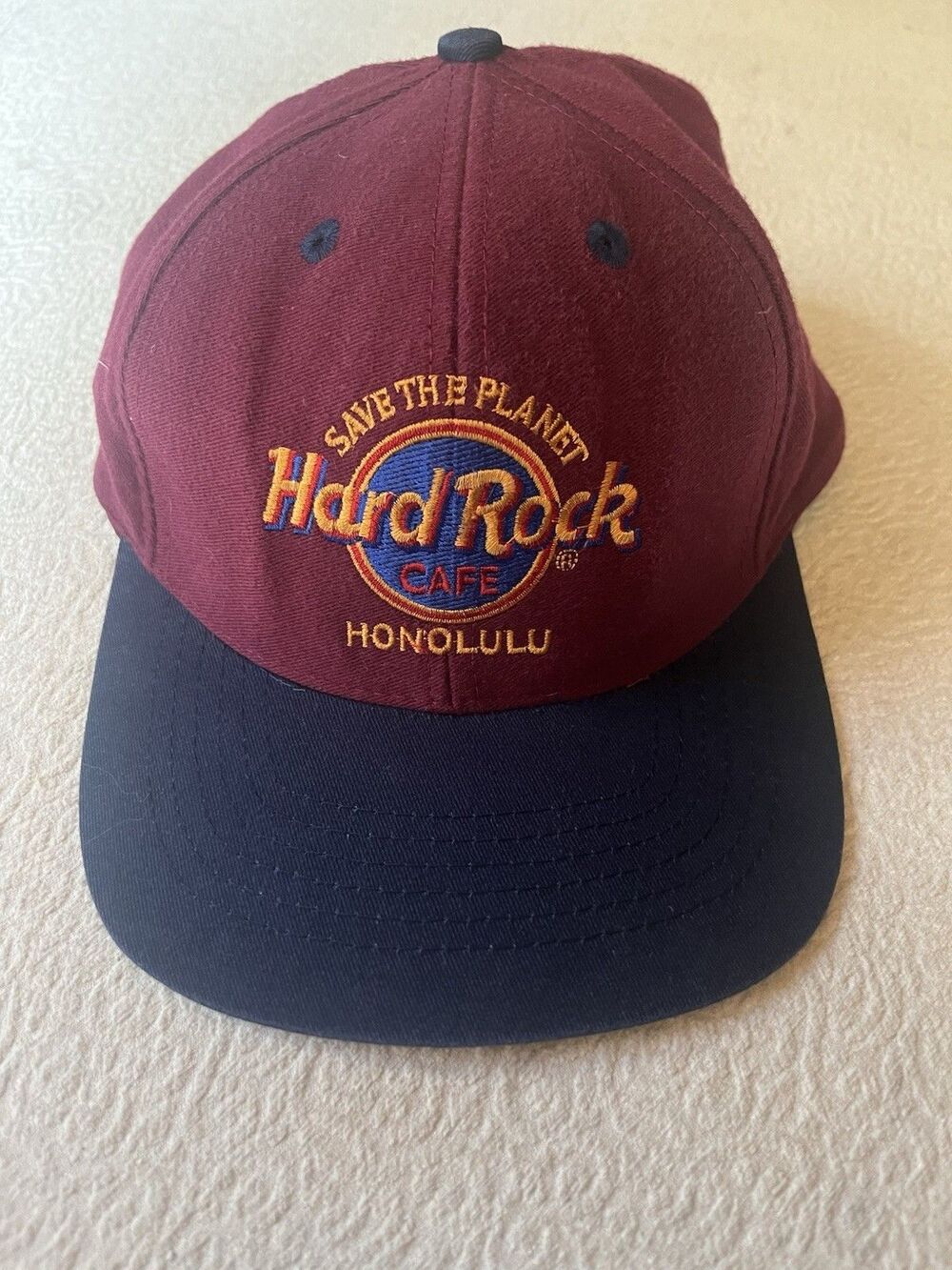 Hard Rock Cafe Honolulu Snapback Hat Cap  Save The Planet Embroidered Maroon